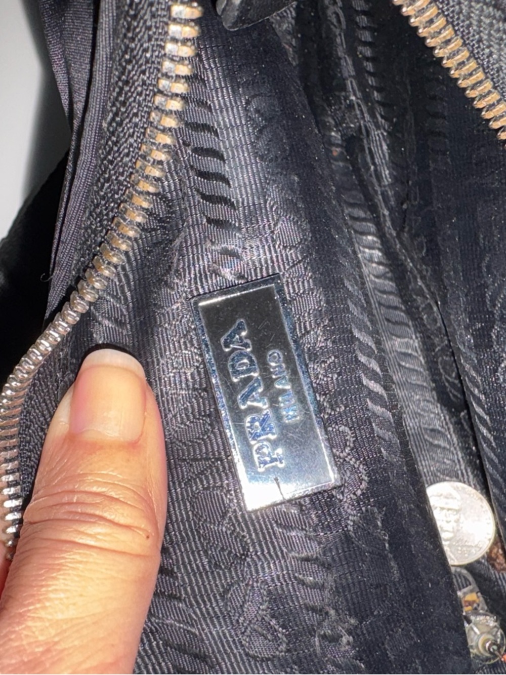 Prada Black Nylon Strap Shoulder Bag with Silver Hardware - Picture 7 of 9